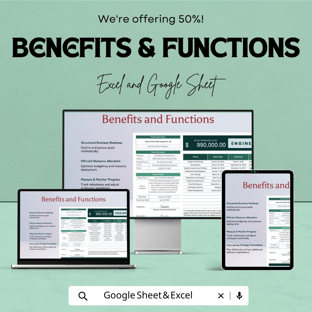 Engineering Cost Estimate Template | Project Cost Spreadsheet | Construction Budget Template | Excel & Google Sheets |