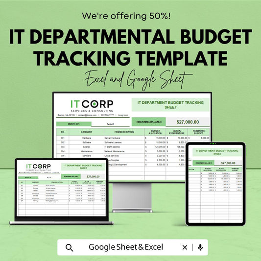IT Departmental Budget Tracking Sheet | IT Budget Tracker Template | IT Department Financial Planner