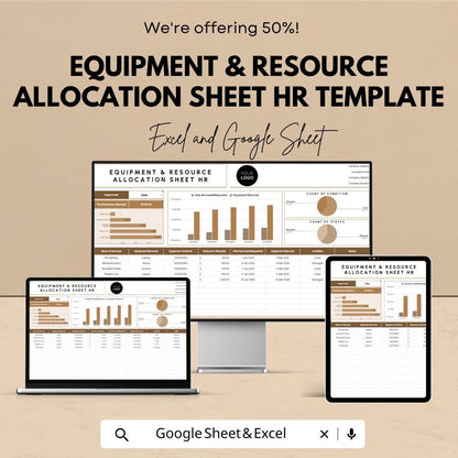 Equipment & Resource Allocation Sheet HR Template | Excel and Google Sheets | Asset Tracking Spreadsheet | Resource Management Tool