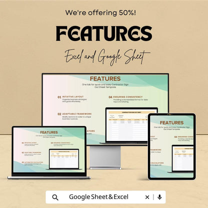 Contractor Sign Out Sheet Template | Google Sheets & Excel | Worksite Exit Log | Construction Sign Out Form | Job Site Attendance Record