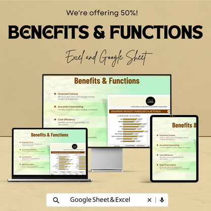 Training Budget Forecast & Actuals HR Template | Excel and Google Sheets | HR Finance Tracker | Expense Planner | Employee Training Budget