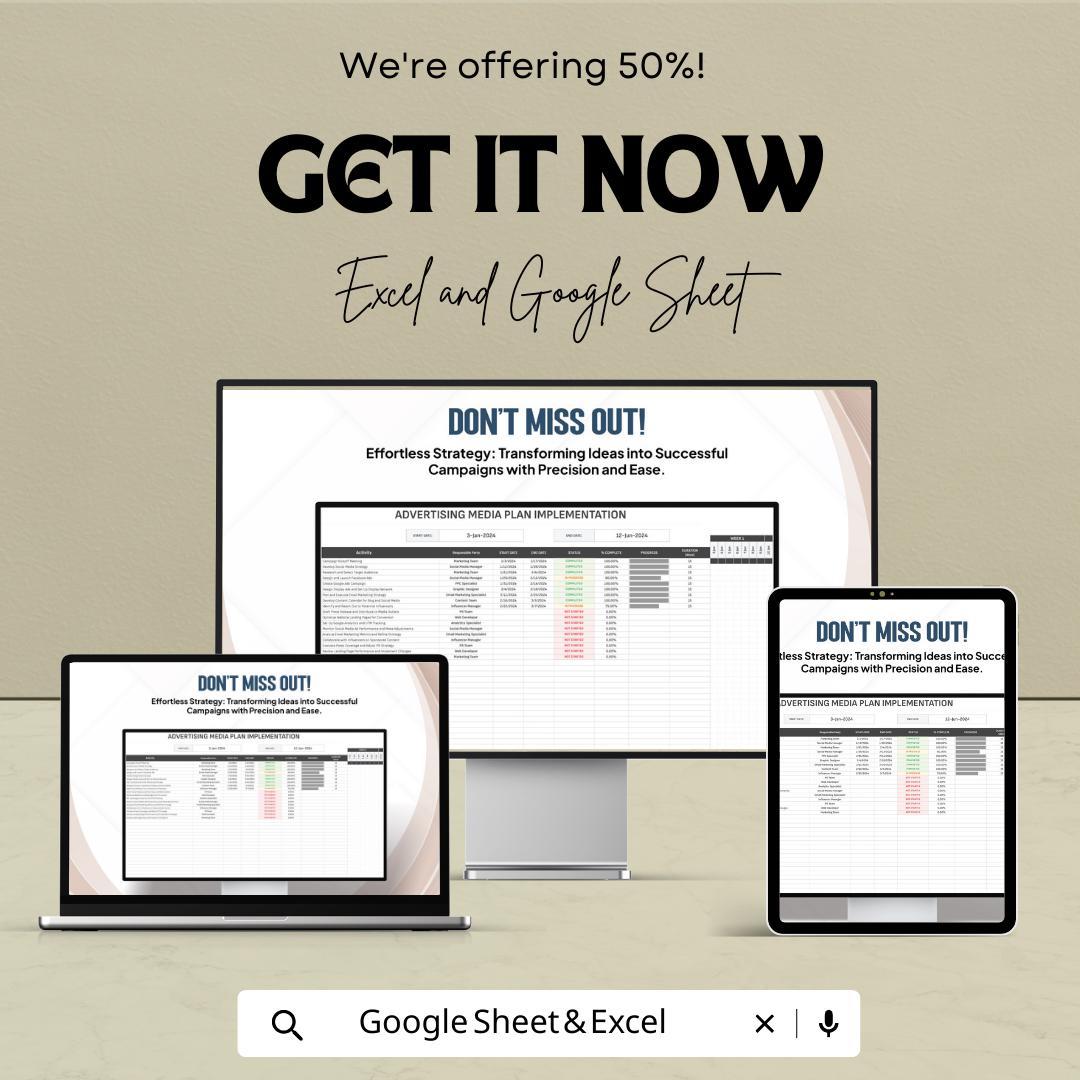 Advertising Media Plan Template | Marketing Campaign Planner | Media Schedule Tracker | Advertising Campaign Planner | Marketing Timeline