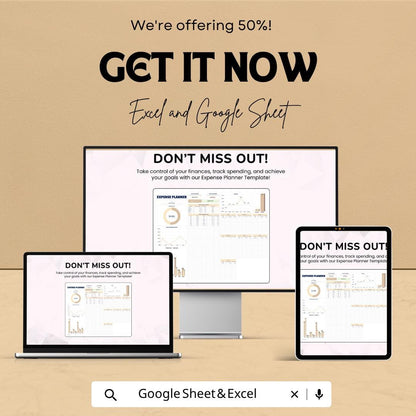 Expense Planner Template | Budget Spreadsheet | Personal Finance Tracker | Monthly Budget Planner | Excel & Google Sheets |