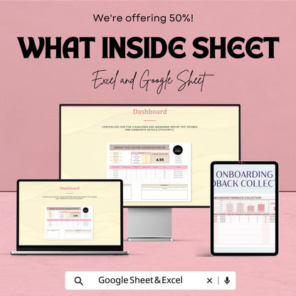 Group Test Score Aggregator HR Template | Candidate Evaluation Spreadsheet | Hiring Assessment Tool | Excel & Google Sheets