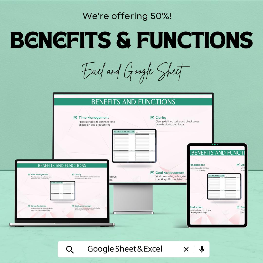 Blank Checklist Template | Editable Task Tracker | Google Sheets & Excel | Productivity Planner | To-Do List | Digital Download