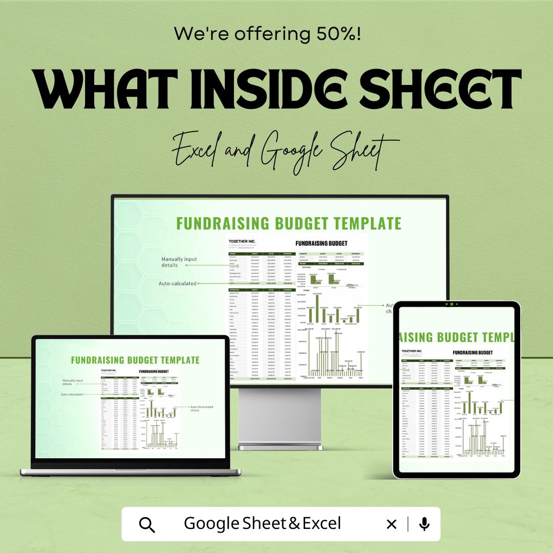 Fundraising Budget Template | Excel & Google Sheets | Nonprofit Budget Planner | Donation and Expense Tracker