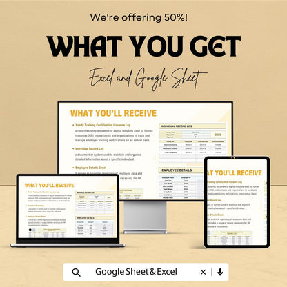 Yearly Training Certification Issuance Log Template | HR Training Tracker Excel & Google Sheets | Employee Certification Record Spreadsheet