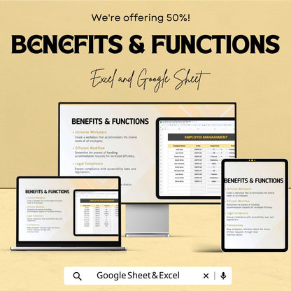 Accessibility and Accommodation Request Tracker HR Template | Excel & Google Sheets | HR Accessibility Compliance Tool