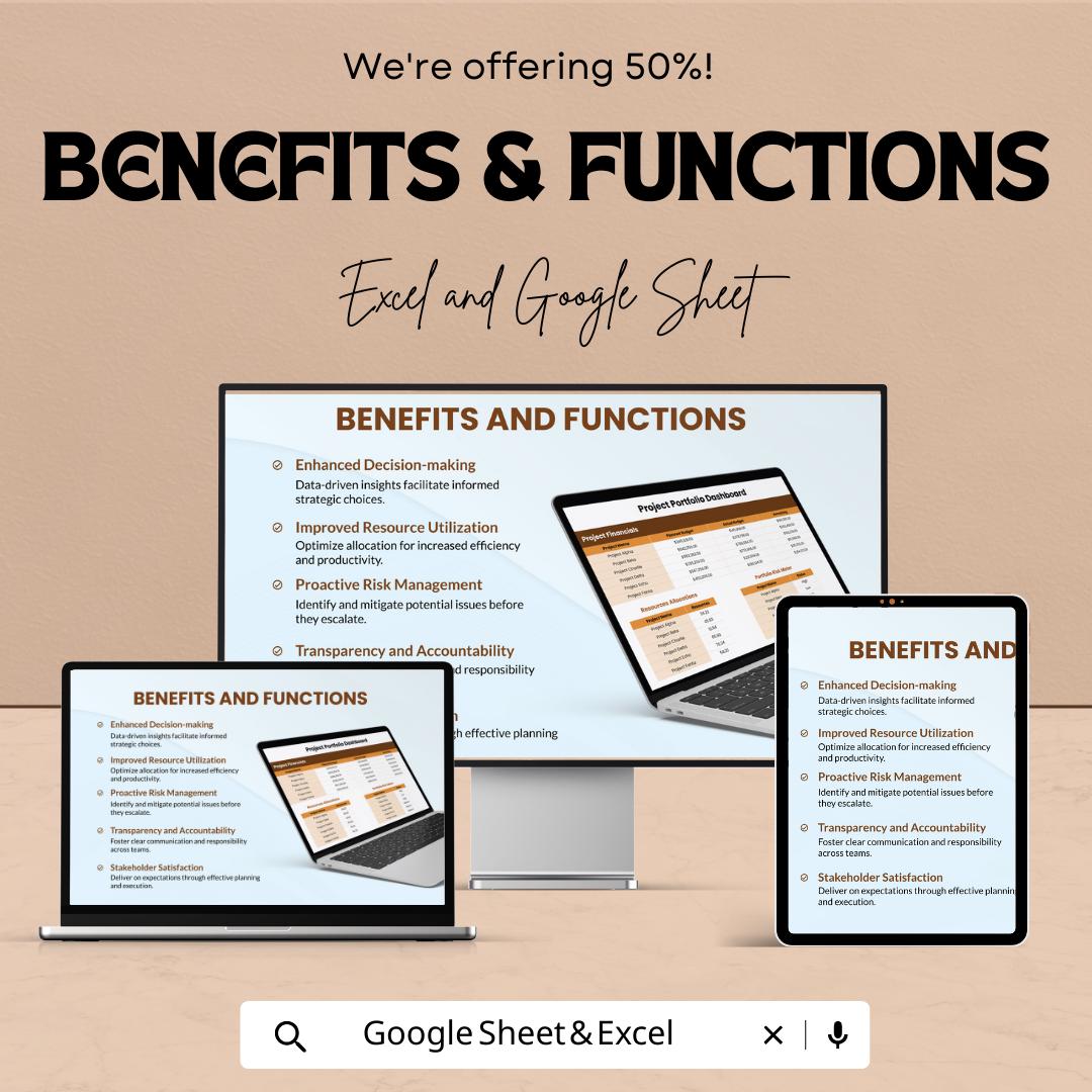 Project Portfolio Dashboard Template Excel and Google Sheets | Project Management Dashboard | Budget & Status Tracking Spreadsheet