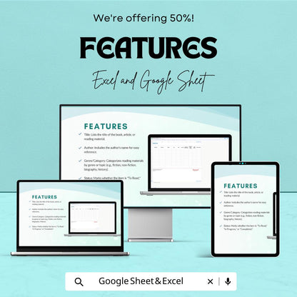 Reading List Sheet | Excel & Google Sheets | Book Tracker Dashboard | Reading Log Template | Digital Reading Planner