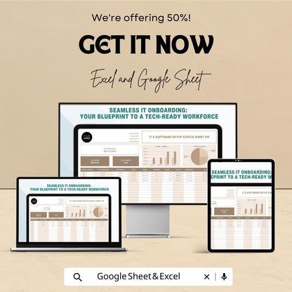 IT & Software Setup Status Sheet Hr Template | Employee IT Onboarding Tracker | Excel and Google Sheets IT Management Tool