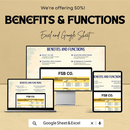 Financial Projection Template | Business Financial Plan Spreadsheet | Excel and Google Sheets Forecast Tool | Budget Planner Template