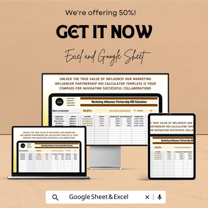 Influencer Partnership ROI Calculator Template | Marketing ROI Spreadsheet | Influencer Campaign Tracker | ROI & Performance Metrics Tool