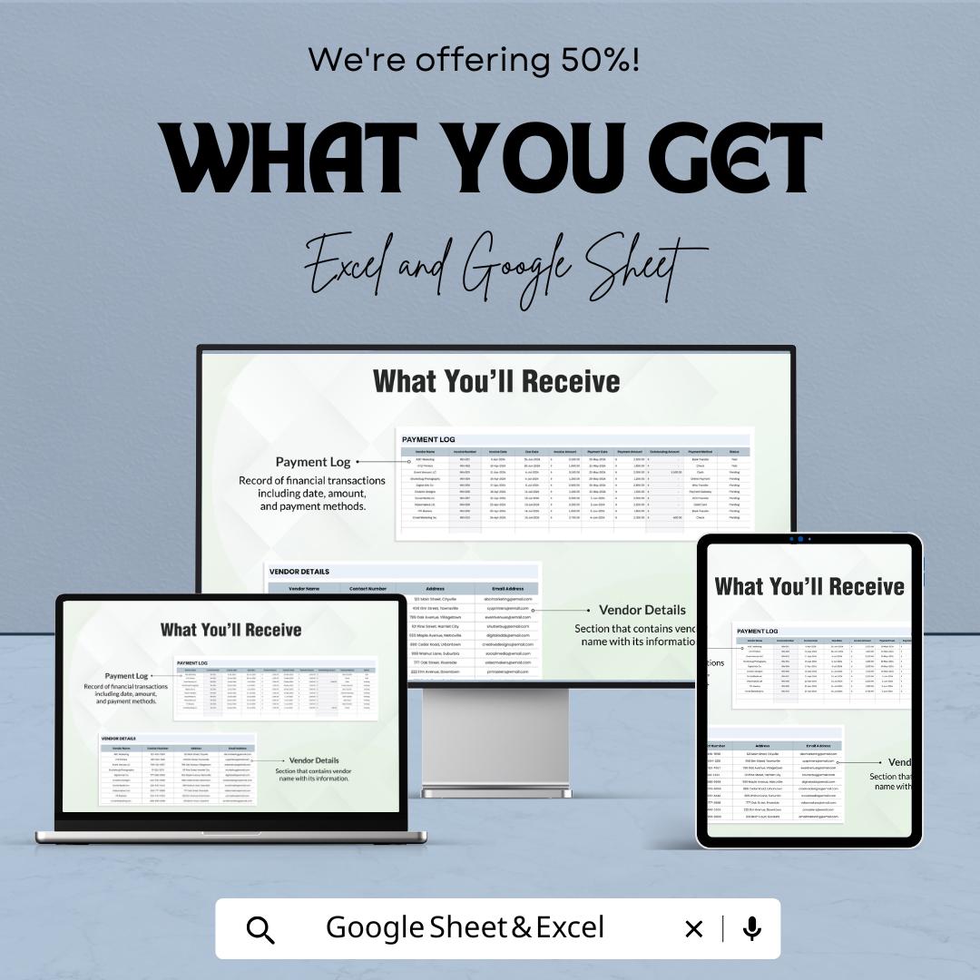 Finance Payment Processing Matrix Template | Payment Log & Vendor Tracker | Transaction Management Sheet | Payment Status Tracker
