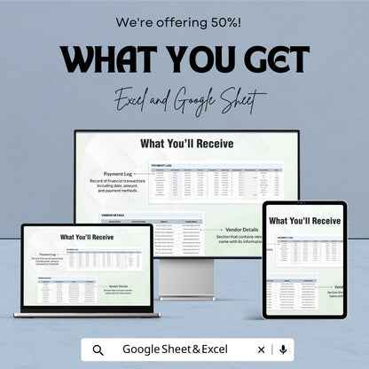 Finance Payment Processing Matrix Template | Payment Log & Vendor Tracker | Transaction Management Sheet | Payment Status Tracker