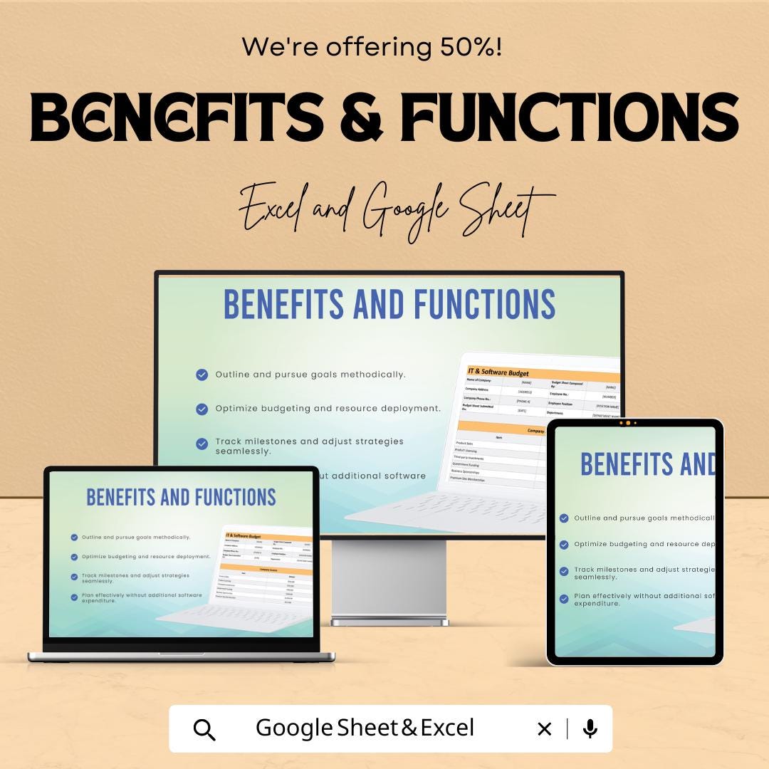 IT & Software Budget Template | Company Budget Planner | Business Expense Tracker | Editable Budget Spreadsheet