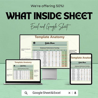 Employee Performance Tracker Template | Staff Performance Review Spreadsheet | HR Performance Evaluation Sheet |  Employee Tracker