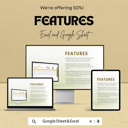Subcontractor Expense Projection Template | Contractor Budget Planner | Project Expense Forecast | Subcontractor Cost Tracker