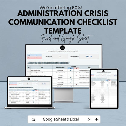 Administration Crisis Communication Checklist Template | Business Emergency Response Plan | Crisis Management Spreadsheet