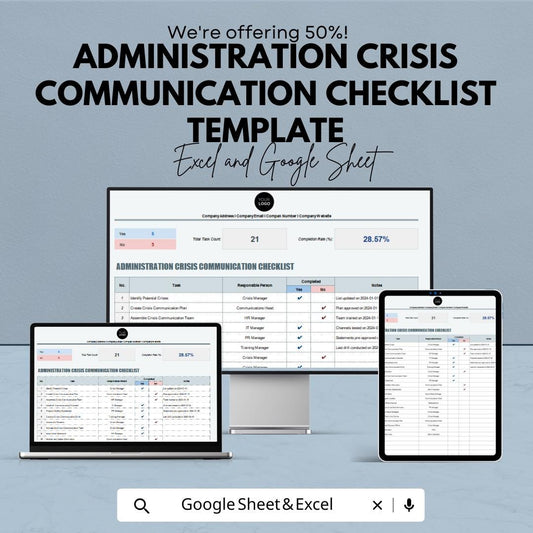 Administration Crisis Communication Checklist Template | Business Emergency Response Plan | Crisis Management Spreadsheet
