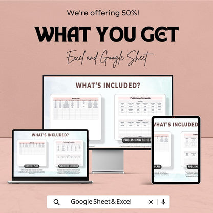 Content Planner Template | Social Media Content Calendar | Blog Planner Spreadsheet | Content Strategy Planner | Marketing Planner