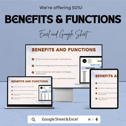 Marketing ROI Calculator Template | Marketing Budget Planner | ROI Tracker | Campaign Performance Analyzer | Business Finance Spreadsheet