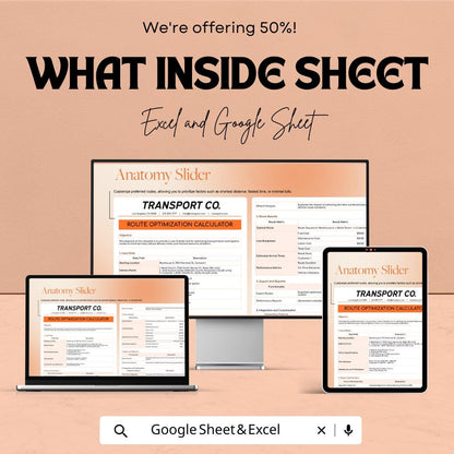 Transport and Logistics Route Optimization Calculator Template | Delivery Route Planner | Fleet Management Spreadsheet | Cost Analysis Tool