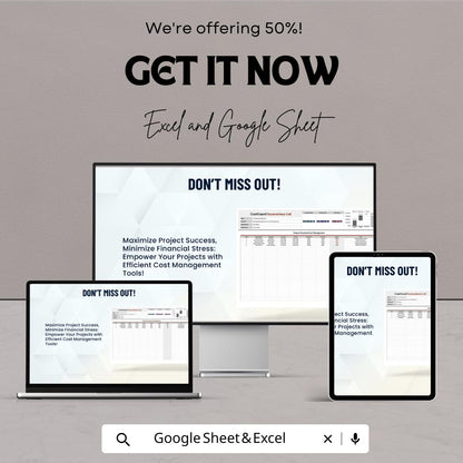 Project Financial Cost Management Template | Project Cost Control Spreadsheet | Budget and Expense Tracker | Excel & Google Sheets