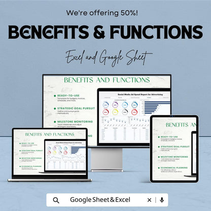 Social Media Ad Spend Tracker Excel | Advertising Budget Report Template | Marketing Analytics Dashboard | Ad Performance Tracker