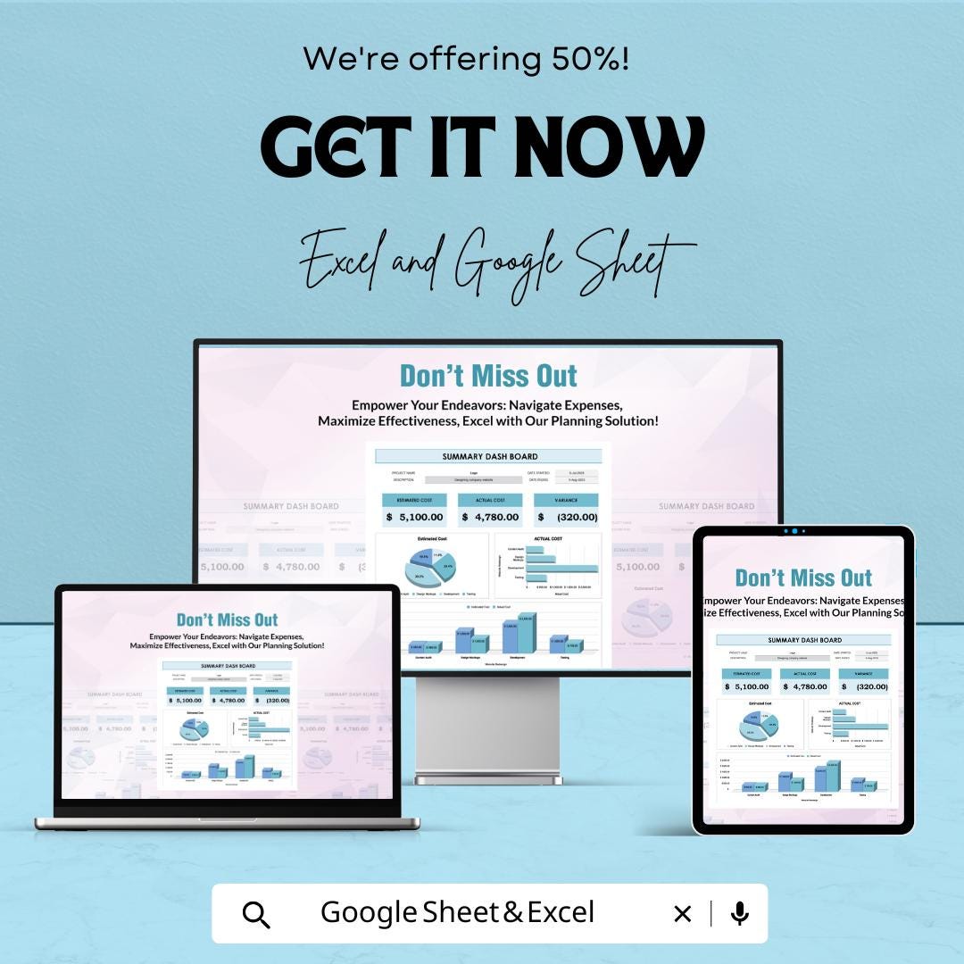 Project Cost Planner Sheet - Excel & Google Sheets | Budget Planning Template for Project Management