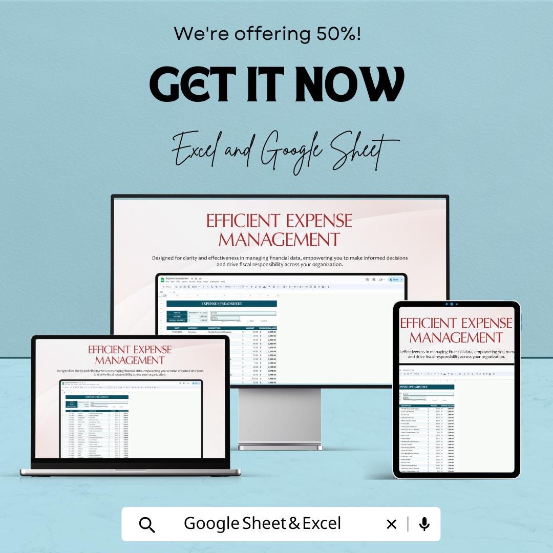 Expense Spreadsheet Template | Excel & Google Sheets | Monthly Expense Tracker | Budget Planner Spreadsheet | Expense Management Tool