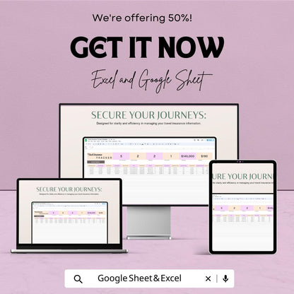 Travel Insurance Tracker Template | Insurance Policy Management Spreadsheet |Google Sheets Travel Coverage Log | Policy Renewal Tracker