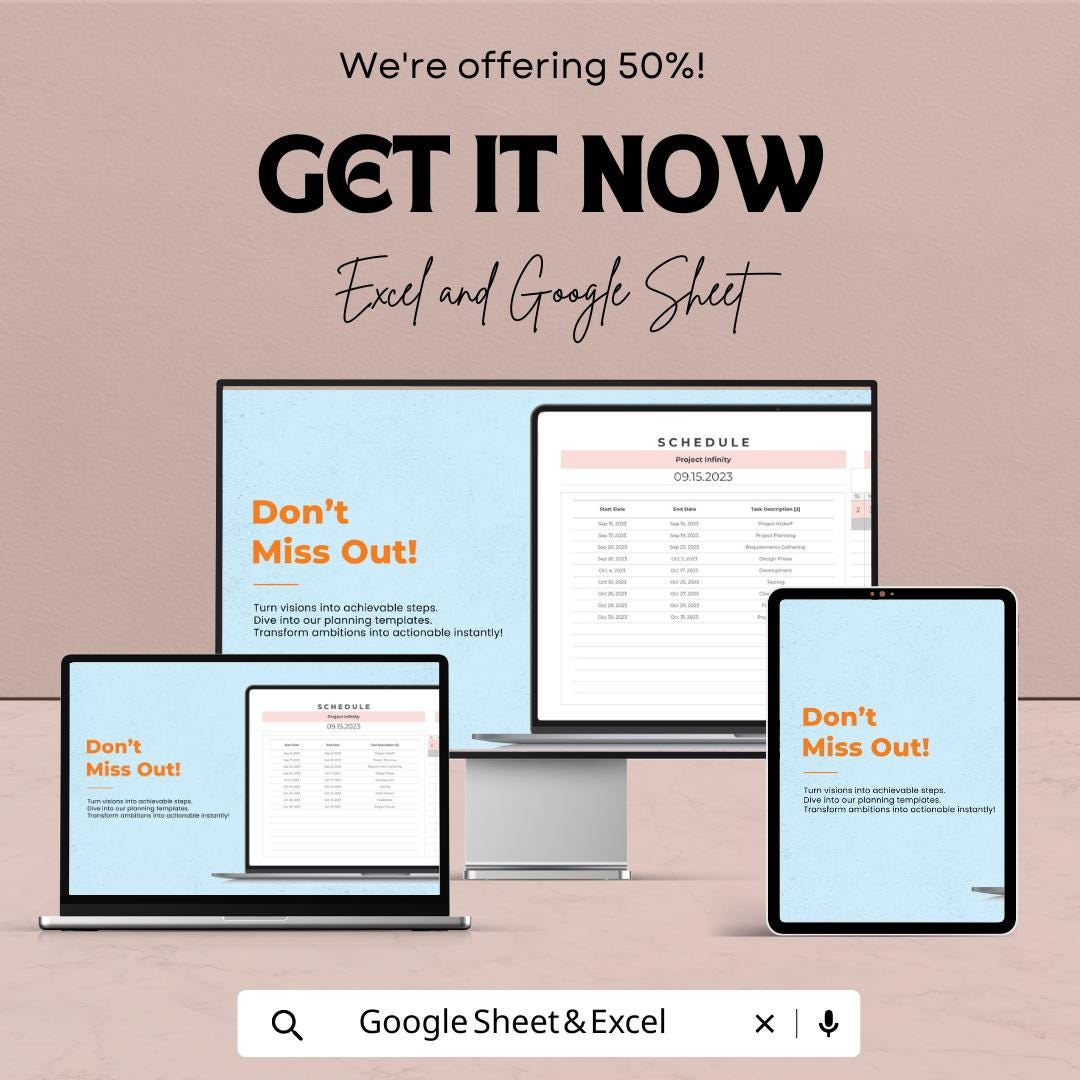 Project Schedule Template | Excel and Google Sheets Project Timeline Planner | Task & Deadline Tracker | Project Management Spreadsheet