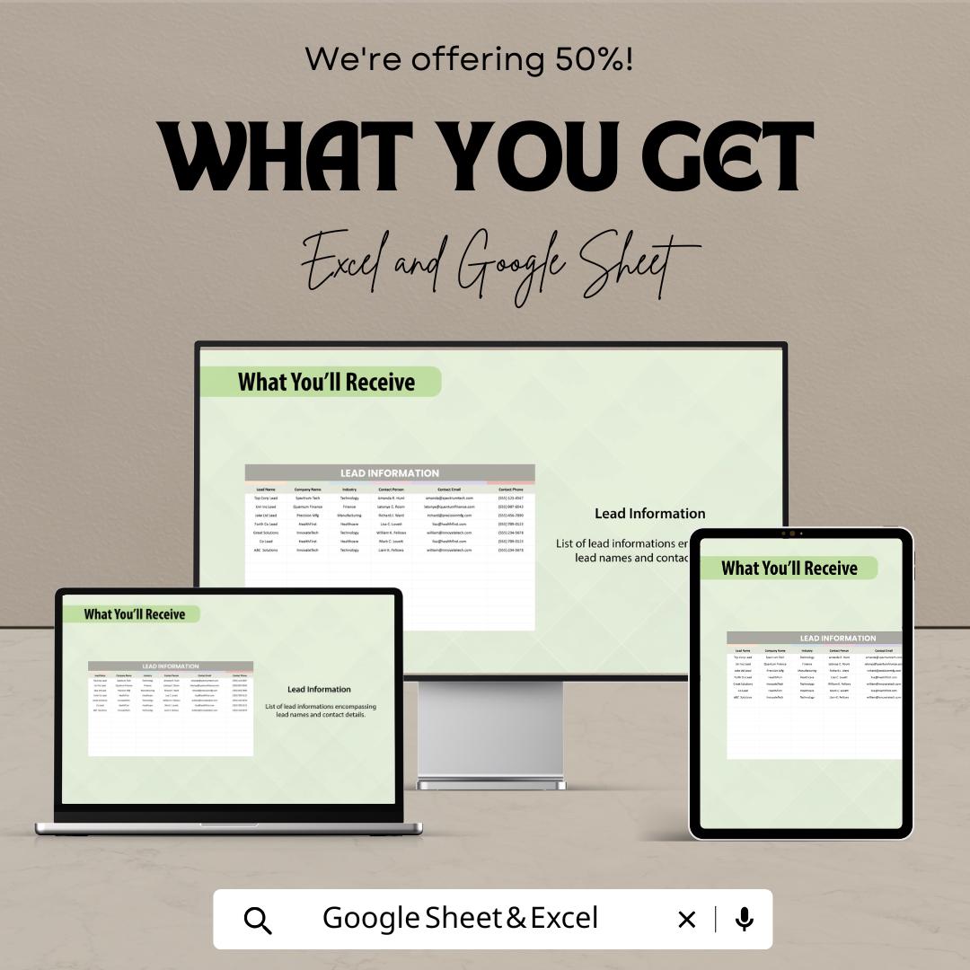 Sales Lead Tracker Template | Excel & Google Sheet | CRM Sales Pipeline Tracker | Lead Management Spreadsheet | Business Sales Tracking