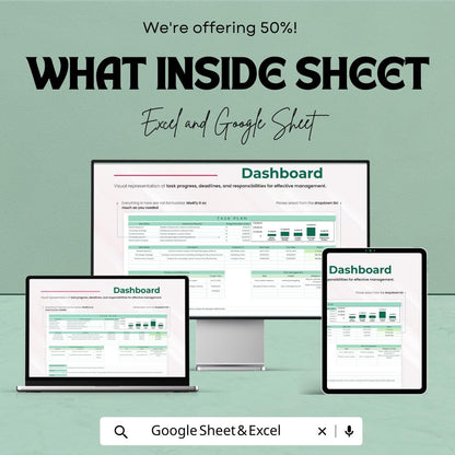 Task Plan Template | Project Management Planner | Editable Task Tracker | Digital Work Plan | Productivity Spreadsheet