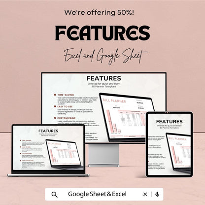 Bill Planner Template Excel and Google Sheets | Monthly Bill Tracker Spreadsheet | Budget Bill Organizer | Expense & Payment Tracker