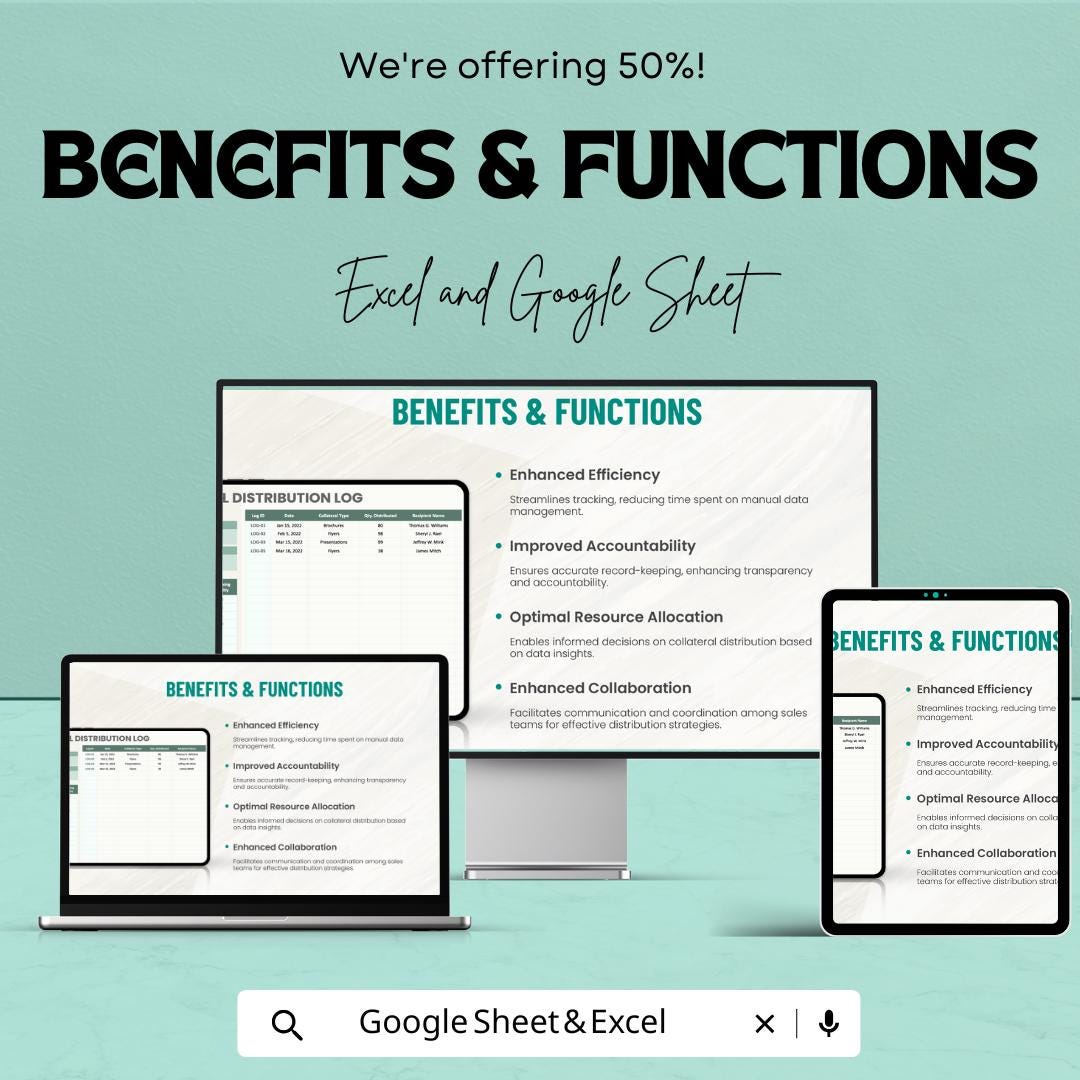 Sales Collateral Distribution Log Template | Marketing Asset Tracker | Excel & Google Sheets Template