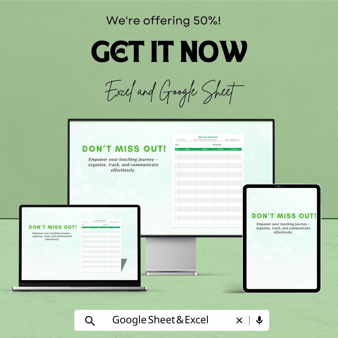 Printable Class List Sheet | Editable Excel & Google Sheets Template | Customizable Student List for Teachers | Instant Download