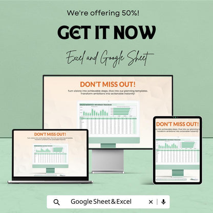 Sales Monthly Revenue Tracker Template | Excel & Google Sheets | Business Income Tracker | Monthly Sales Dashboard | Finance Planner
