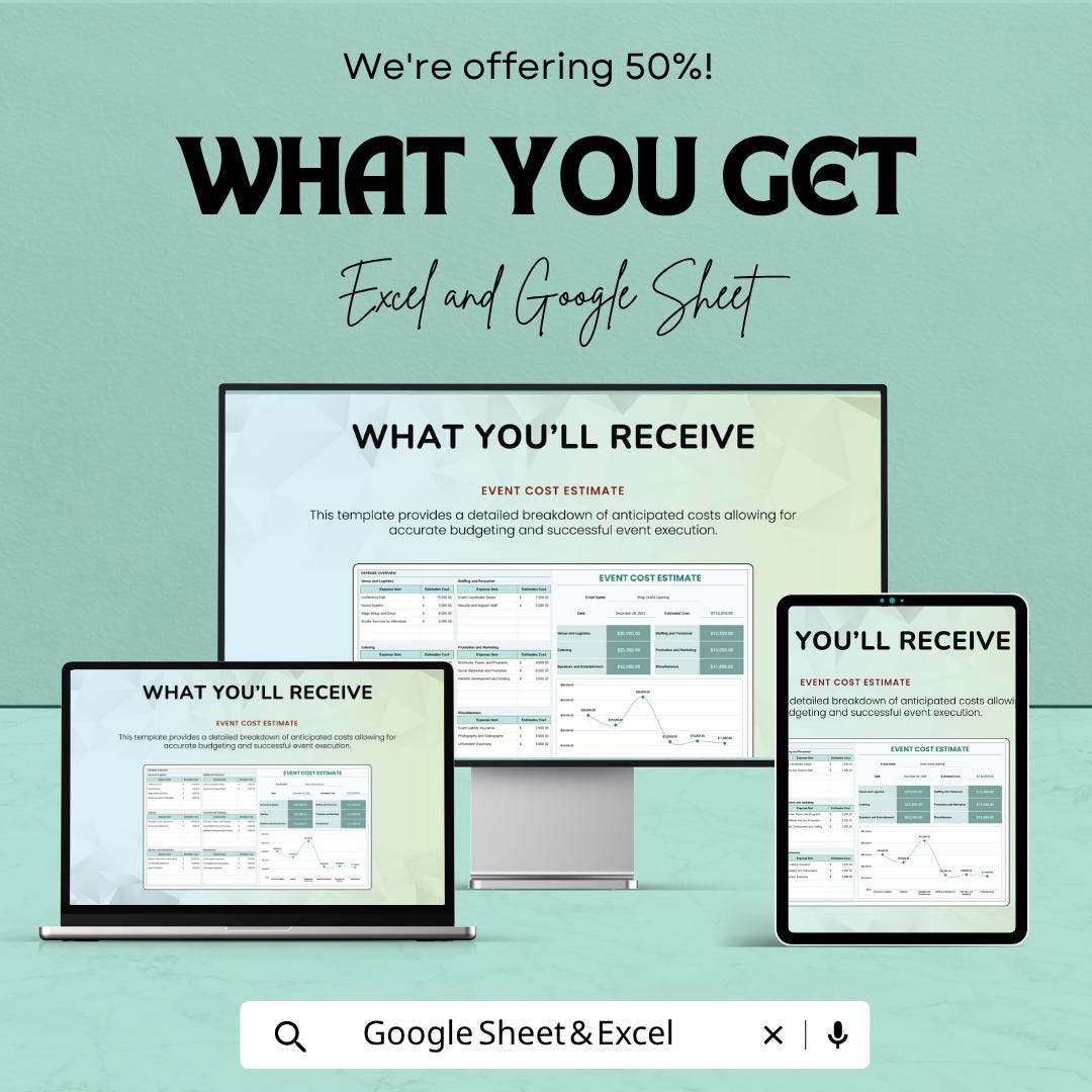 Event Budget Template | Event Cost Estimator | Wedding Planner Budget | Party Budget Tracker | Event Planning Spreadsheet