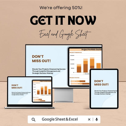 Project Portfolio Dashboard Template Excel and Google Sheets | Project Management Dashboard | Budget & Status Tracking Spreadsheet