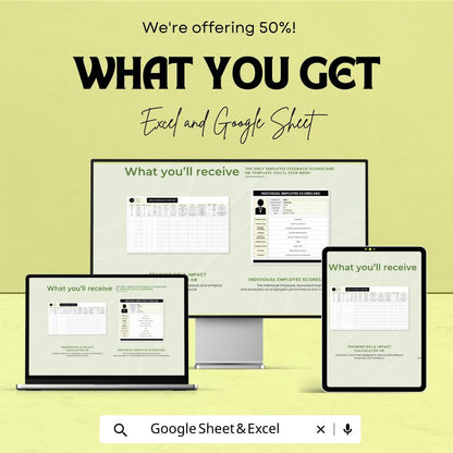 Employee Feedback Scorecard HR Sheet | Excel & Google Sheet Template | Performance Review Tracker | Staff Feedback Form
