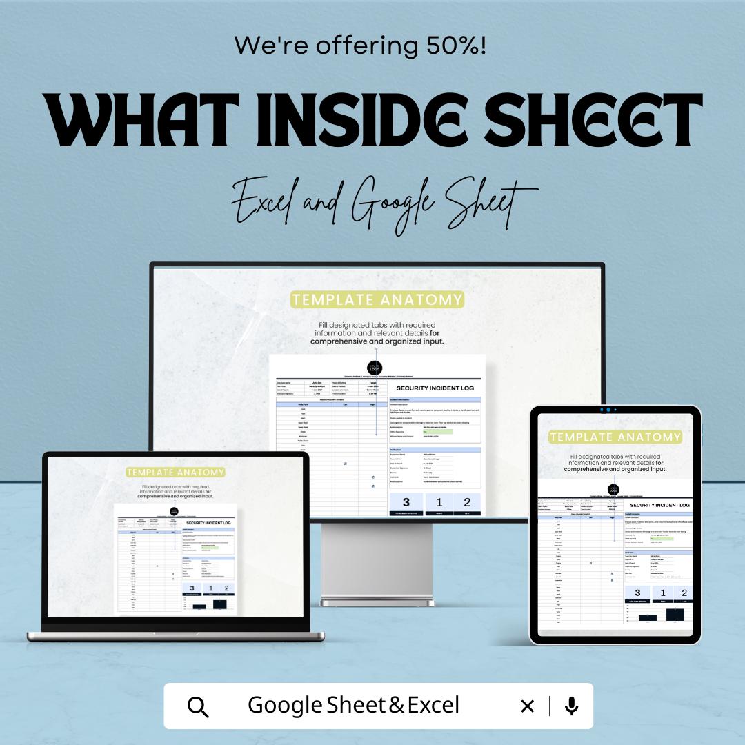 Operations Security Incident Log Template, Security Report Sheet, Incident Tracker, Workplace Safety Log