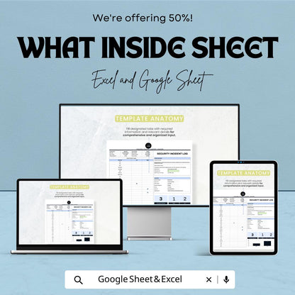 Operations Security Incident Log Template, Security Report Sheet, Incident Tracker, Workplace Safety Log