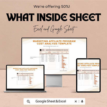 Marketing Affiliate Program Cost Analysis Template | Affiliate Expense Tracker | Marketing Cost Tracker | Affiliate ROI Analysis