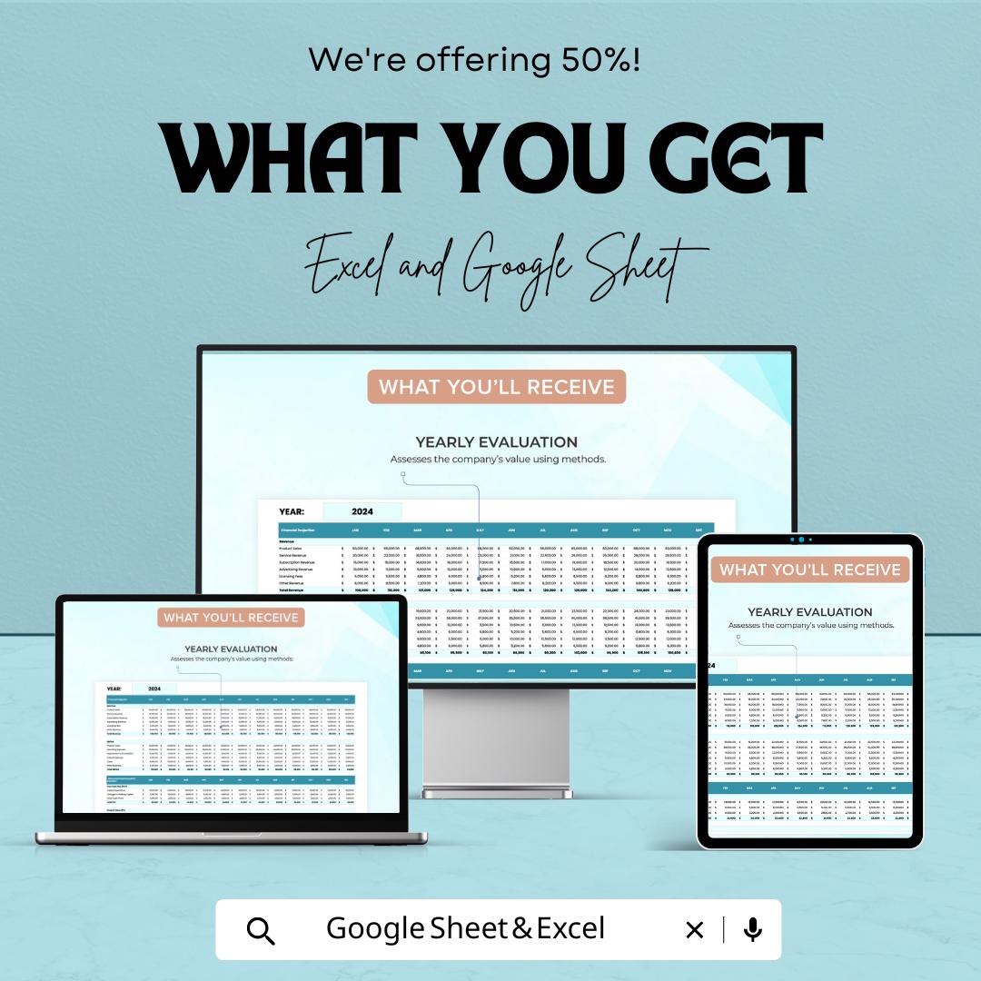 Startup Valuation Model Template | Excel & Google Sheets Financial Model | Business Valuation Spreadsheet