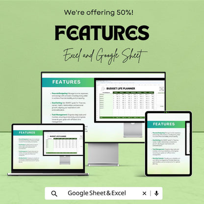 Budget Life Planner Template | Weekly Budget Planner | Expense Tracker | Goal Planner | Excel & Google Sheets | Financial Planner