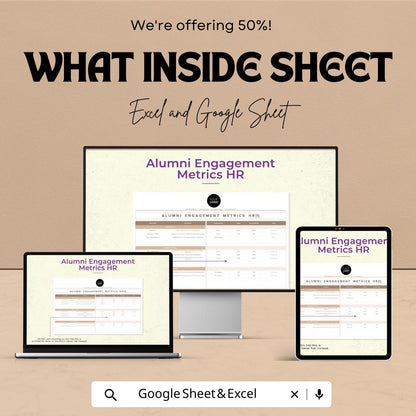 Alumni Engagement Metrics HR Template | Excel & Google Sheets | Alumni Tracking Dashboard | HR Analytics Spreadsheet