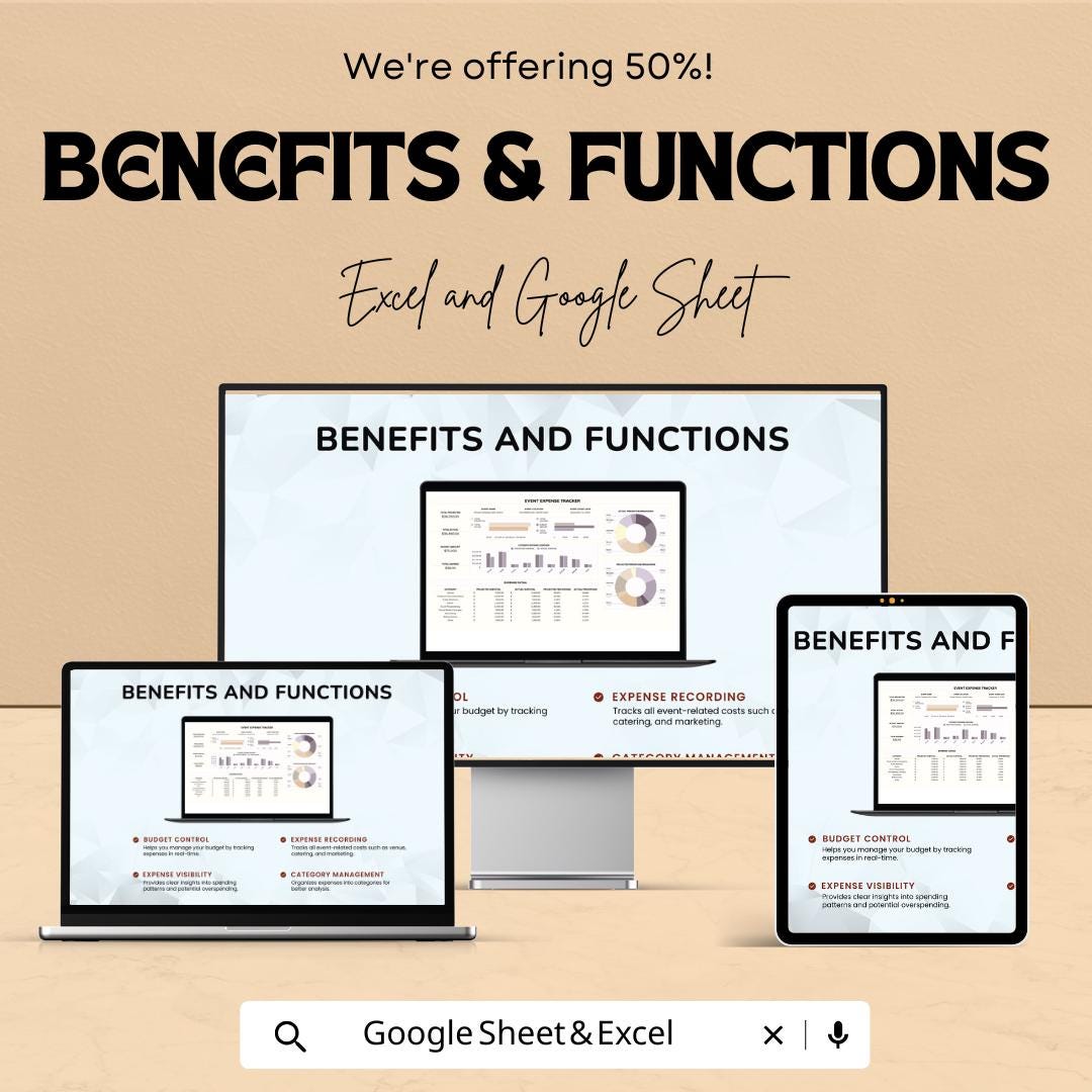 Event Expense Tracker Template | Excel & Google Sheets | Event Budget Planner | Event Cost Tracking Spreadsheet | Party Budget Tool