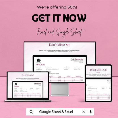 Personal Invoice Template | Editable Billing Template | Simple Business Invoice | Freelancer Invoice | Printable Receipt Form